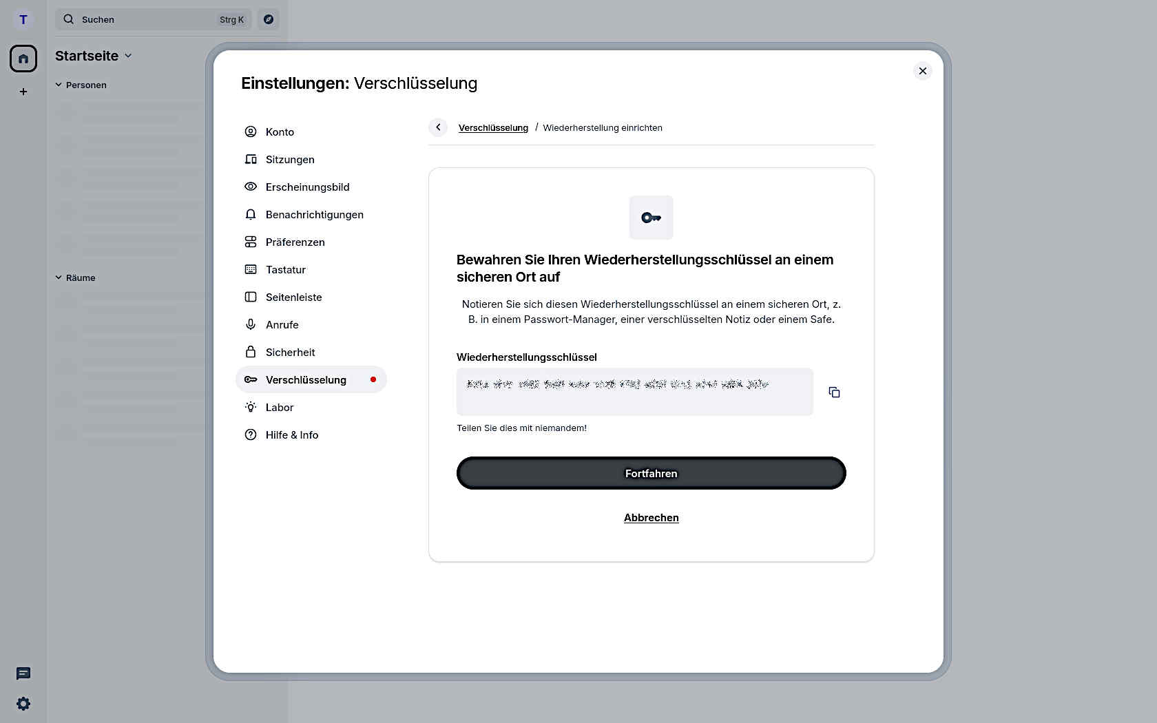 Wiederherstellungsschlüssel